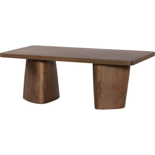 Myla Coffee Table by Four Hands in aged brown. Made from solid mango in a modern style.