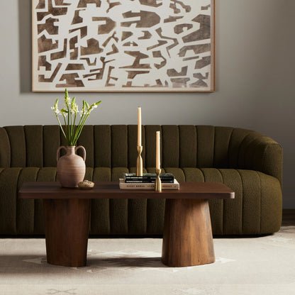 Myla Coffee Table by Four Hands in aged brown. Made from solid mango in a modern style.