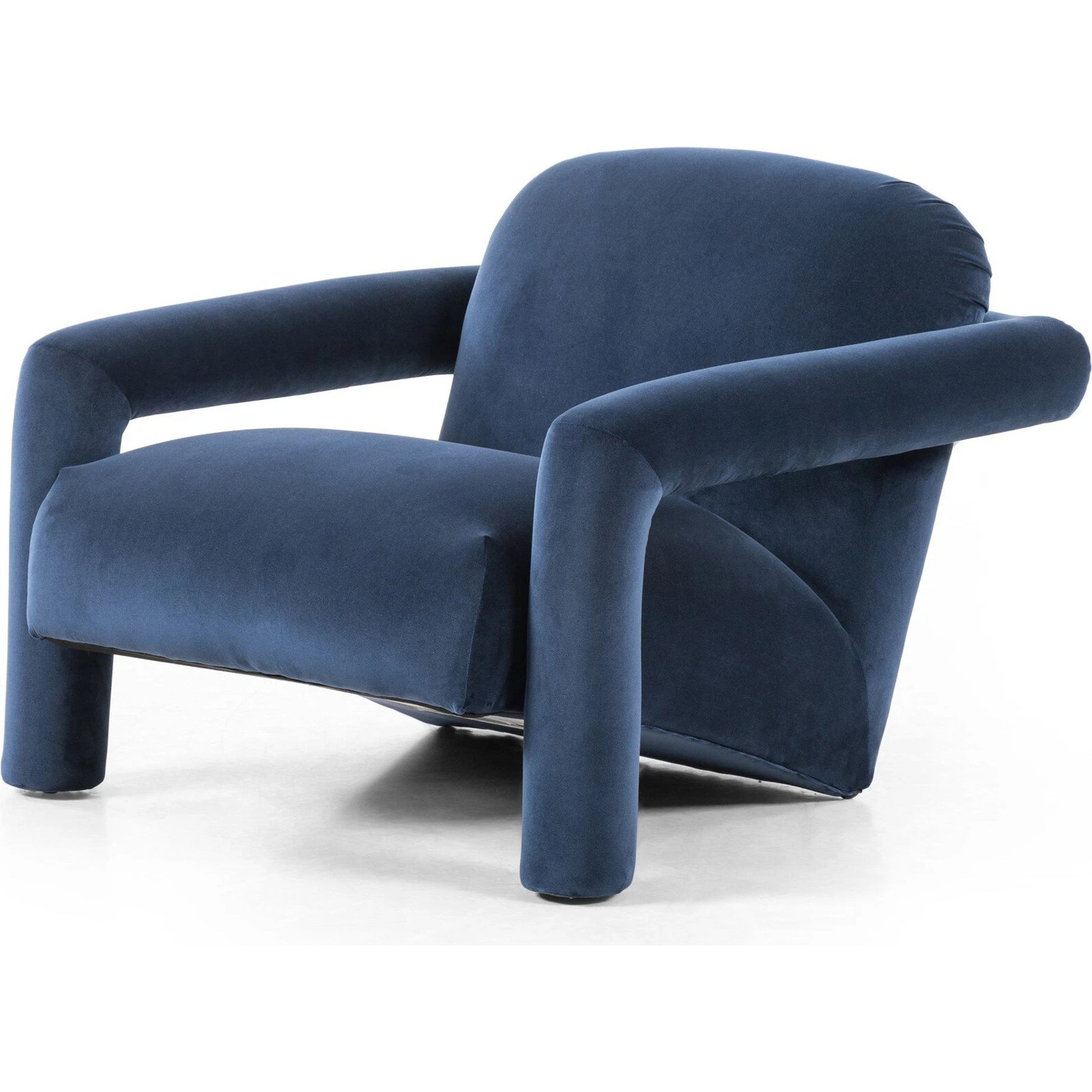 Jordy Chair by Four Hands in sapphire navy. Made from 92% polyester, 5% cotton, 3% latex, poplar plywood, 100% polyester in a modern style.