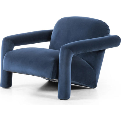 Jordy Chair by Four Hands in sapphire navy. Made from 92% polyester, 5% cotton, 3% latex, poplar plywood, 100% polyester in a modern style.