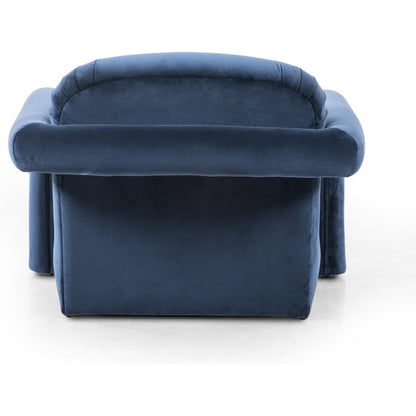 Jordy Chair by Four Hands in sapphire navy. Made from 92% polyester, 5% cotton, 3% latex, poplar plywood, 100% polyester in a modern style.