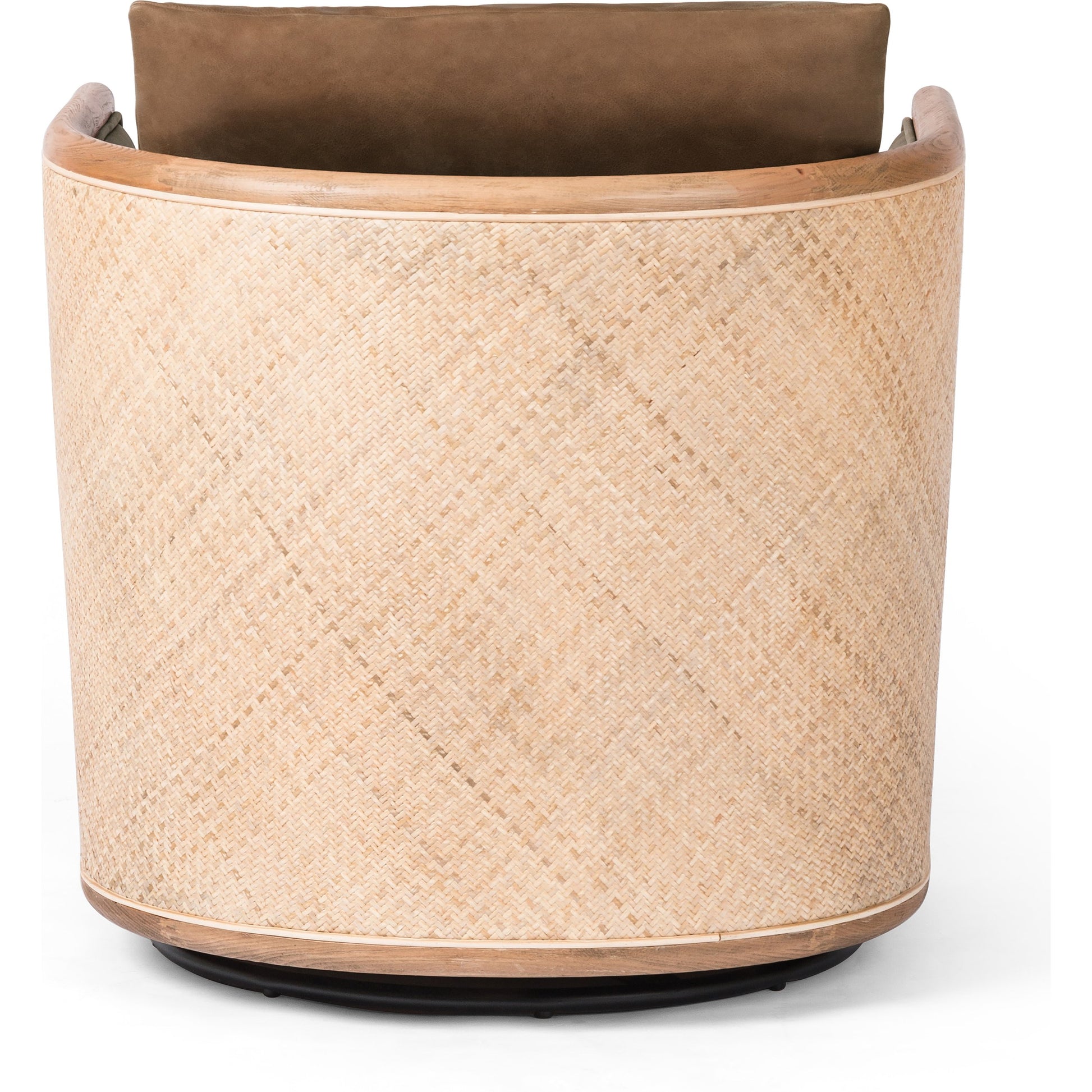 Newbury Swivel Chair by Four Hands in palermo cognac. Made from top grain leather, solid beech, cane in a modern style.