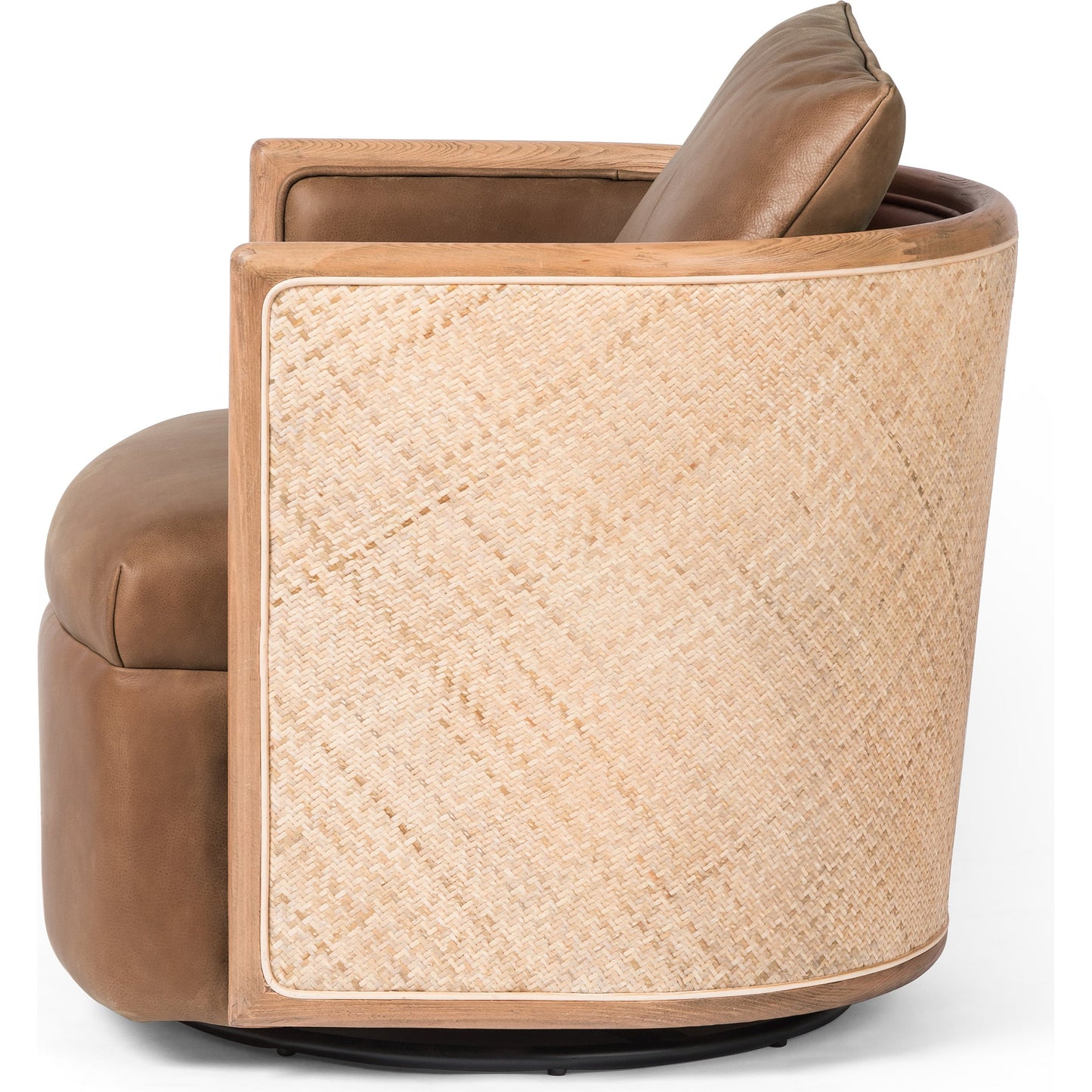003 SI-1798581 | Additional Silo | Newbury Swivel Chair by Four Hands in palermo cognac. Made from top grain leather, solid beech, cane in a modern style.