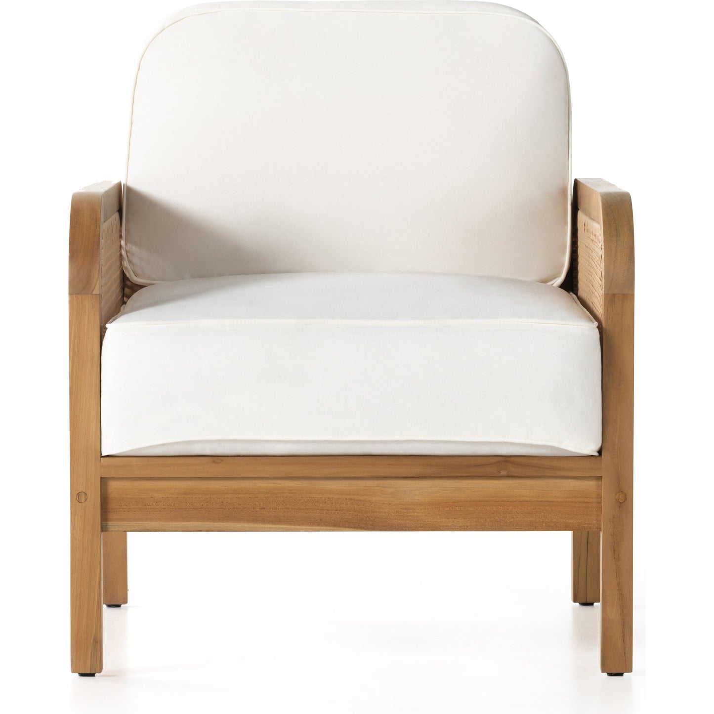003 SI-1901258 | Additional Silo | Merit Outdoor Chair by Four Hands in natural ivory and natural teak. Made from 100% olefin, solid fsc®-certified teak, 100% polyethylene in a coastal style.
