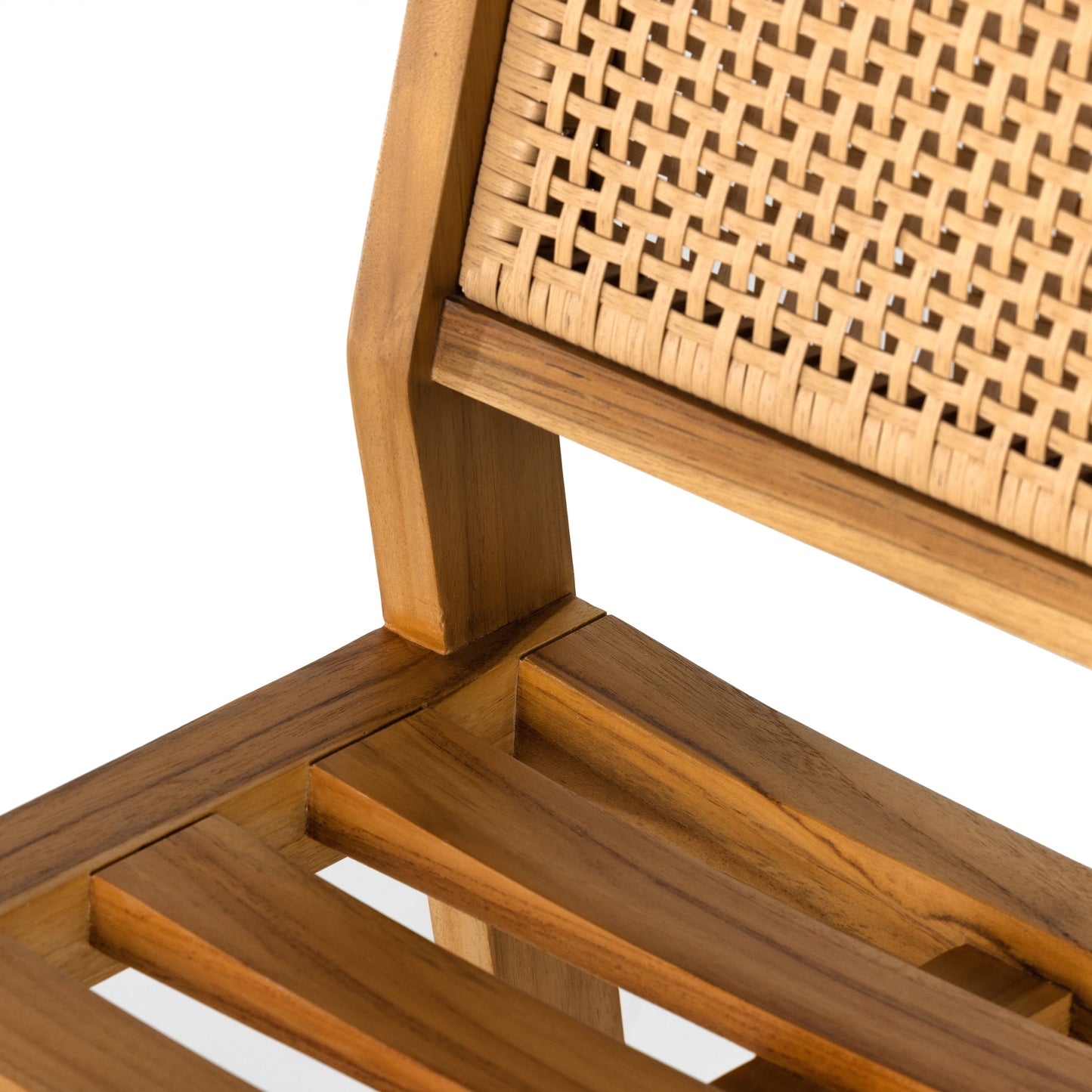 008 SI-1901367 | Additional Silo | Merit Outdoor Dining Chair by Four Hands in faux rattan, natural teak. Made from solid fsc®-certified teak, 100% polyethylene in a transitional style.