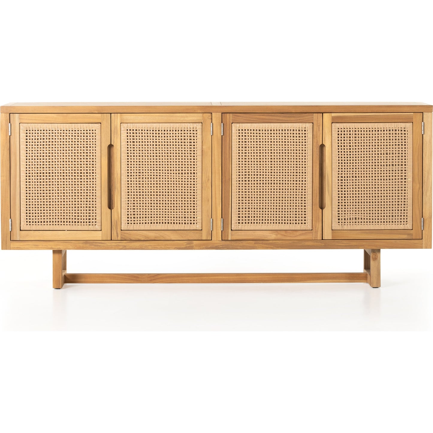 003 SI-1901418 | Additional Silo | Merit Outdoor Sideboard by Four Hands in faux rattan, natural teak. Made from solid fsc®-certified teak, 100% polyethylene in a coastal style.