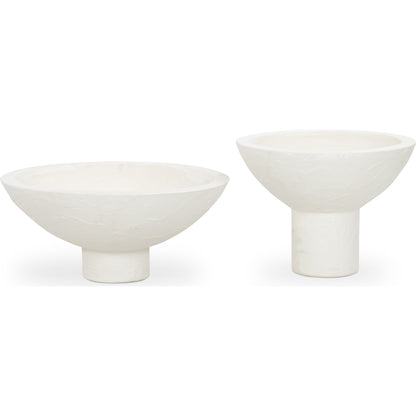 Pressler Outdoor Planter, (Set of 2) by Four Hands in plaster molded concrete and white. Made from concrete in a modern style.