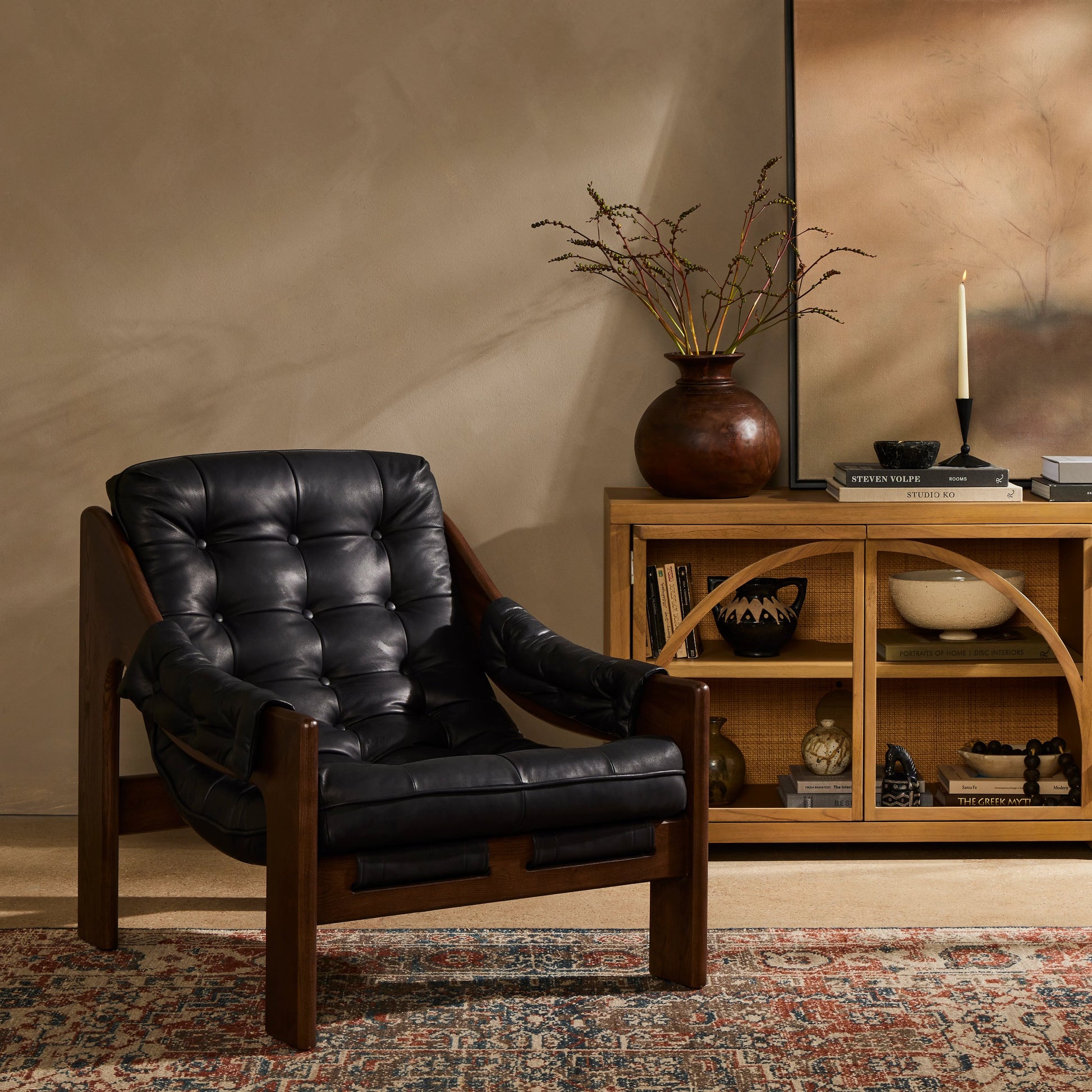 Halston Chair by Four Hands. Made from top grain leather, solid ash, 100% polyester in a modern style.