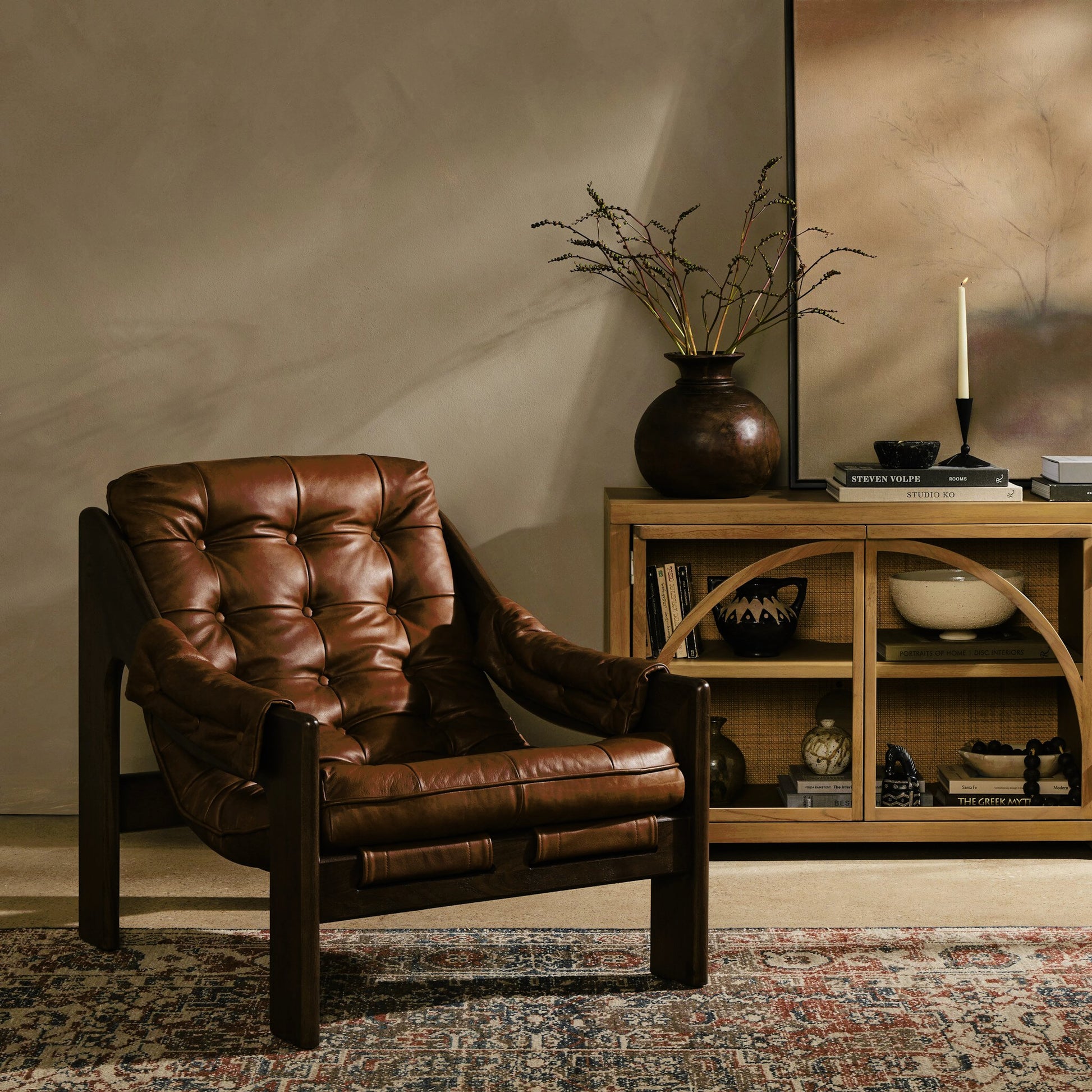 Halston Chair by Four Hands. Made from top grain leather, solid ash, 100% polyester in a modern style.