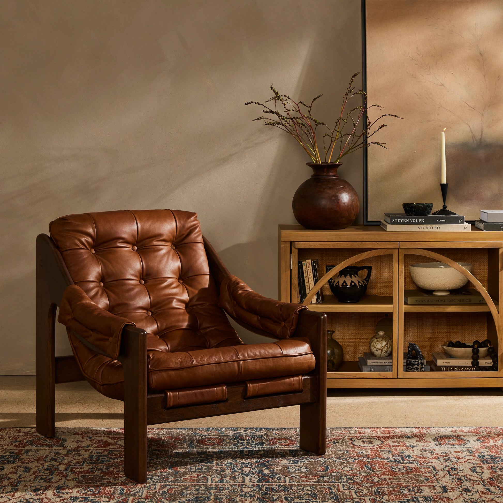 Halston Chair by Four Hands. Made from top grain leather, solid ash, 100% polyester in a modern style.