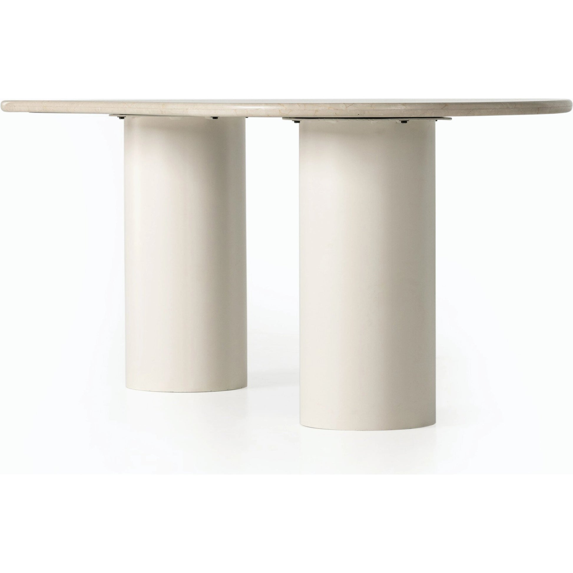 Belle Oval Dining Table by Four Hands in ivory iron, cream marble. Made from solid marble, iron in a modern style.
