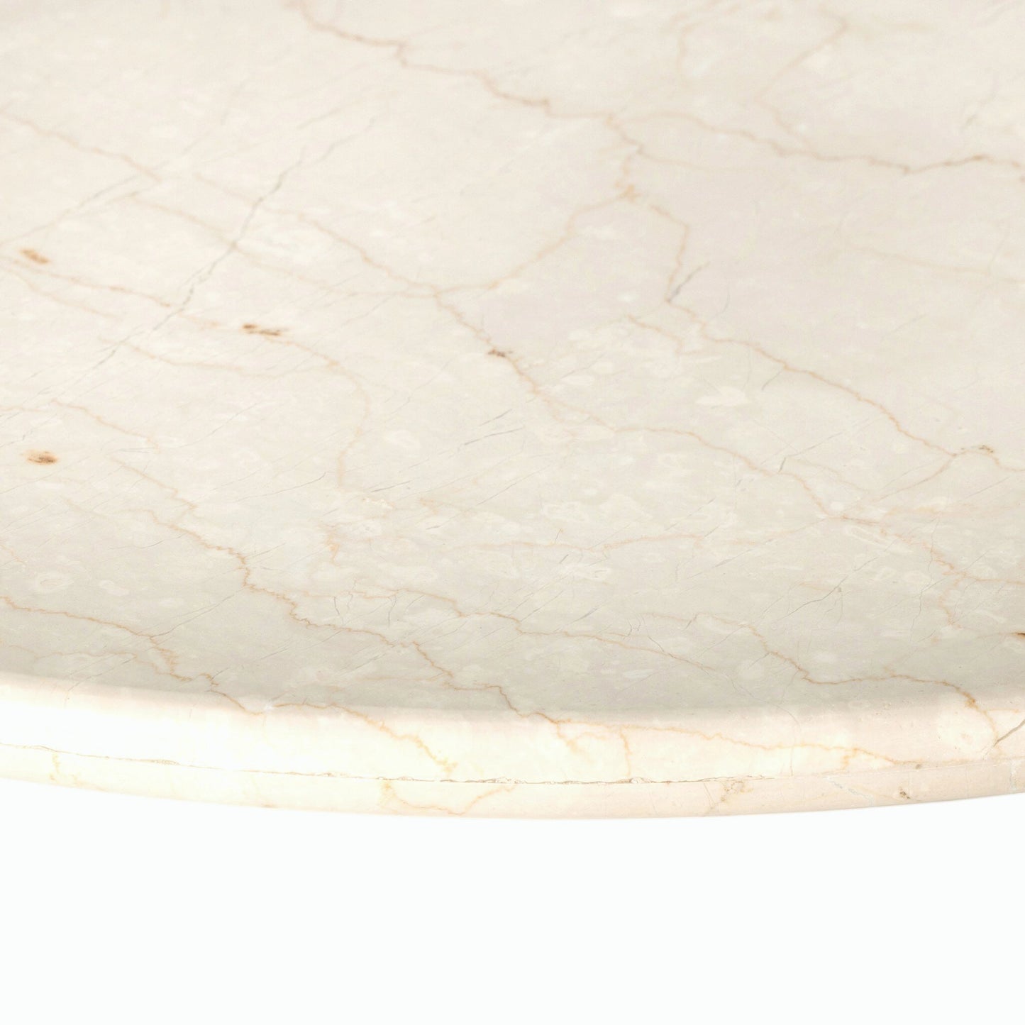008 SI-1902865 | Closeup | Belle Oval Dining Table by Four Hands in ivory iron, cream marble. Made from solid marble, iron in a modern style.