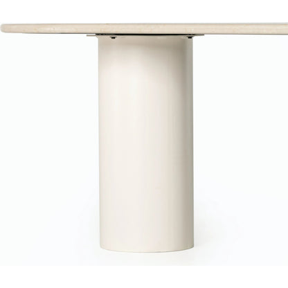 Belle Oval Dining Table by Four Hands in ivory iron, cream marble. Made from solid marble, iron in a modern style.