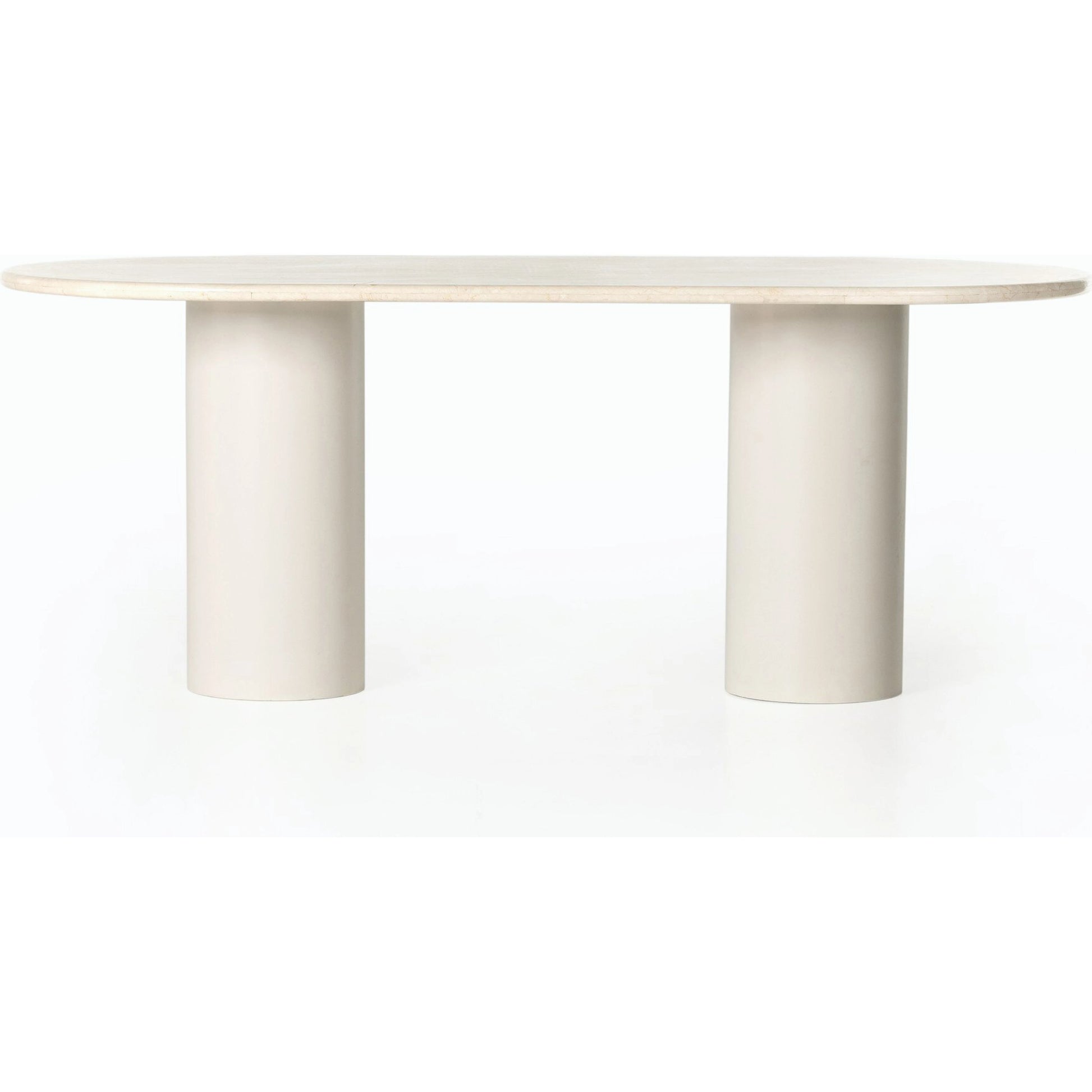 Belle Oval Dining Table by Four Hands in ivory iron, cream marble. Made from solid marble, iron in a modern style.