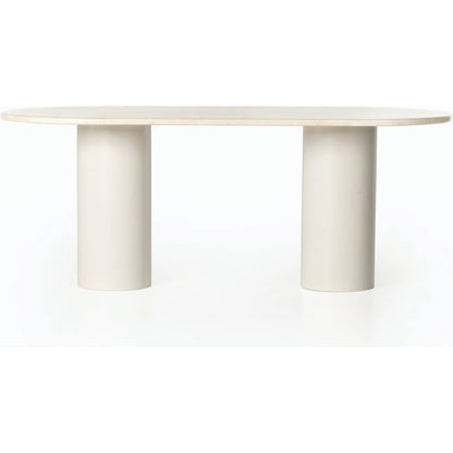 Belle Oval Dining Table by Four Hands in ivory iron, cream marble. Made from solid marble, iron in a modern style.