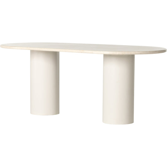 Belle Oval Dining Table by Four Hands in ivory iron, cream marble. Made from solid marble, iron in a modern style.