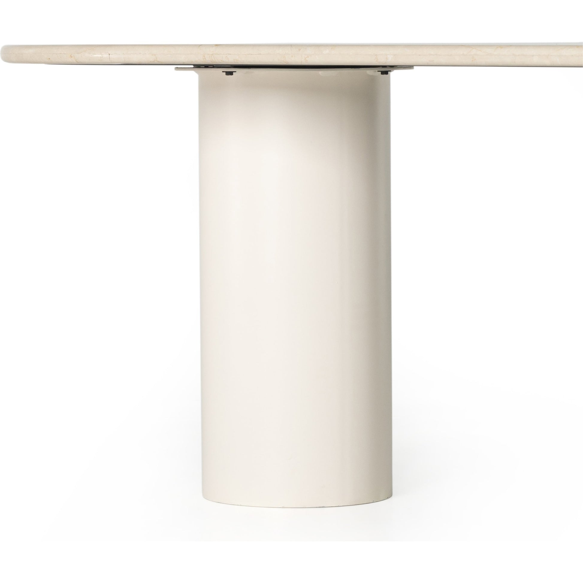 Belle Oval Dining Table by Four Hands in ivory iron, cream marble. Made from solid marble, iron in a modern style.