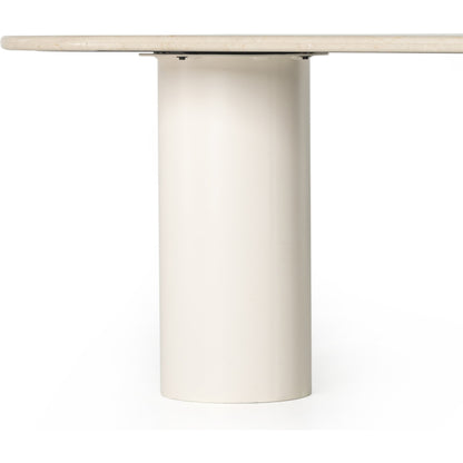 Belle Oval Dining Table by Four Hands in ivory iron, cream marble. Made from solid marble, iron in a modern style.