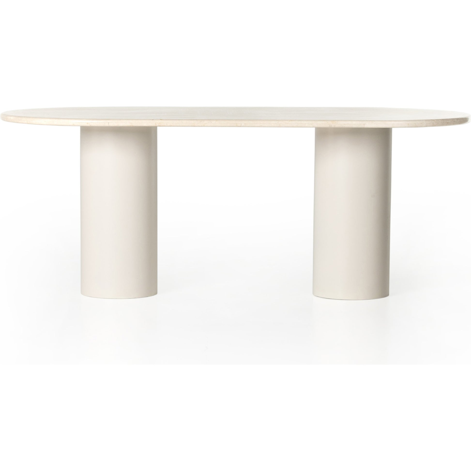Belle Oval Dining Table by Four Hands in ivory iron, cream marble. Made from solid marble, iron in a modern style.