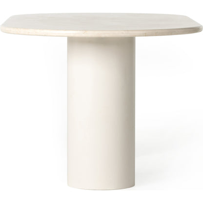 Belle Oval Dining Table by Four Hands in ivory iron, cream marble. Made from solid marble, iron in a modern style.