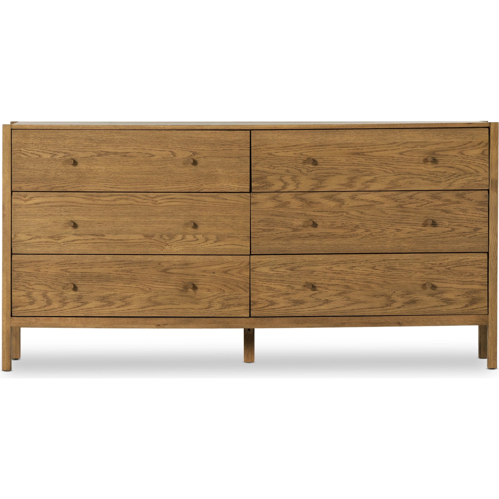 Meadow 6 Drawer Dresser by Four Hands in tawny oak. Made from solid oak, oak veneer in a modern style.