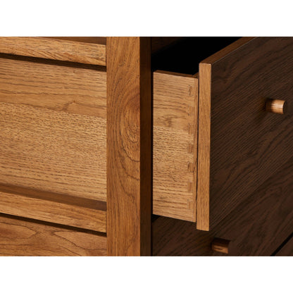 Meadow 6 Drawer Dresser by Four Hands in tawny oak. Made from solid oak, oak veneer in a modern style.