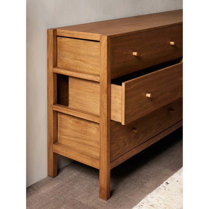 Meadow 6 Drawer Dresser by Four Hands in tawny oak. Made from solid oak, oak veneer in a modern style.