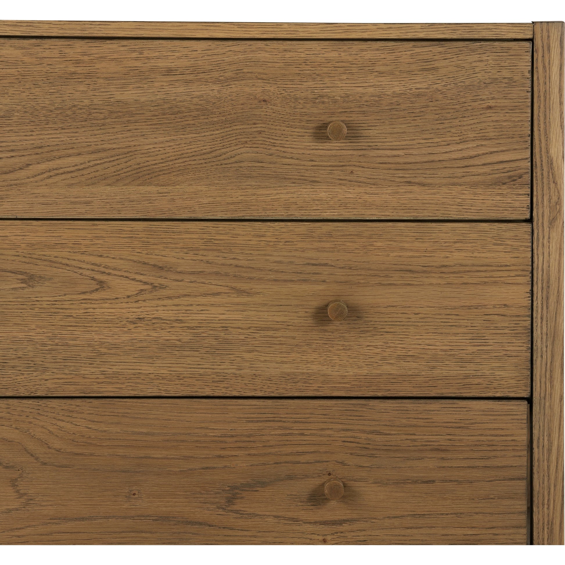 Meadow 5 Drawer Dresser by Four Hands in tawny oak. Made from solid oak, oak veneer in a modern style.