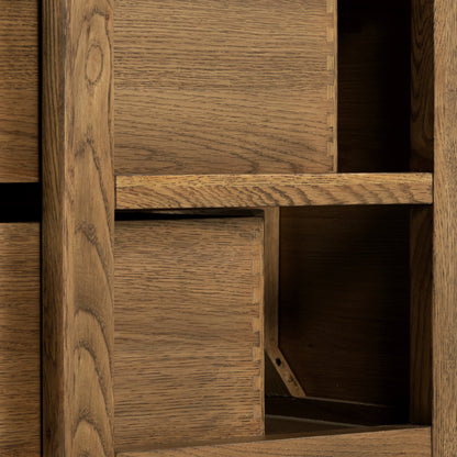 Meadow Nightstand by Four Hands in tawny oak. Made from solid oak, oak veneer in a modern style.
