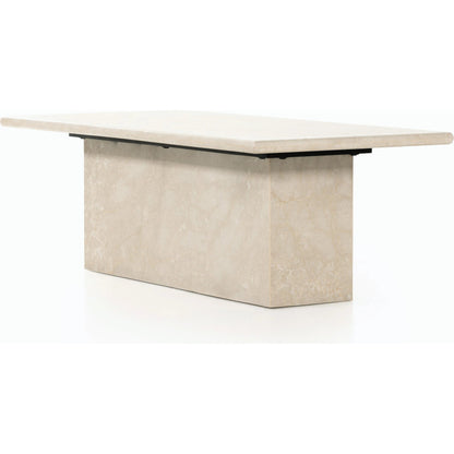 Arum Coffee Table by Four Hands in cream marble. Made from solid marble in a coastal style.