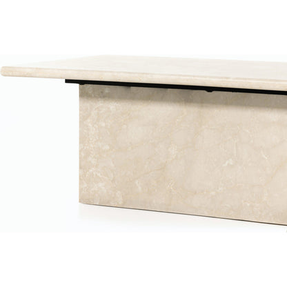 Arum Coffee Table by Four Hands in cream marble. Made from solid marble in a coastal style.