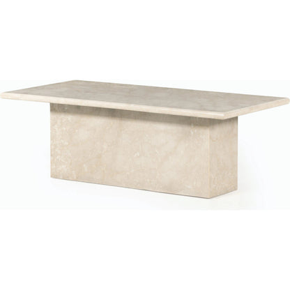 Arum Coffee Table by Four Hands in cream marble. Made from solid marble in a coastal style.