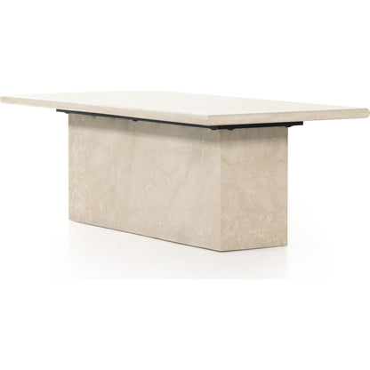 Arum Coffee Table by Four Hands in cream marble. Made from solid marble in a coastal style.