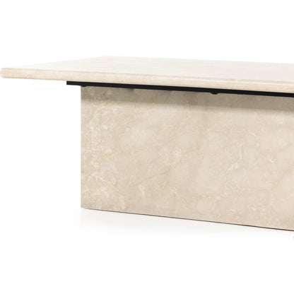 Arum Coffee Table by Four Hands in cream marble. Made from solid marble in a coastal style.