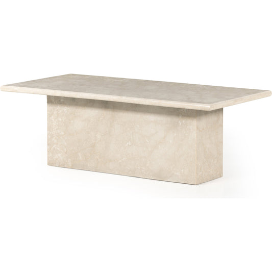 Arum Coffee Table by Four Hands in cream marble. Made from solid marble in a coastal style.