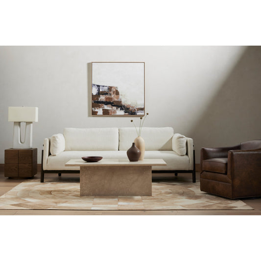 Arum Coffee Table by Four Hands in cream marble. Made from solid marble in a coastal style.