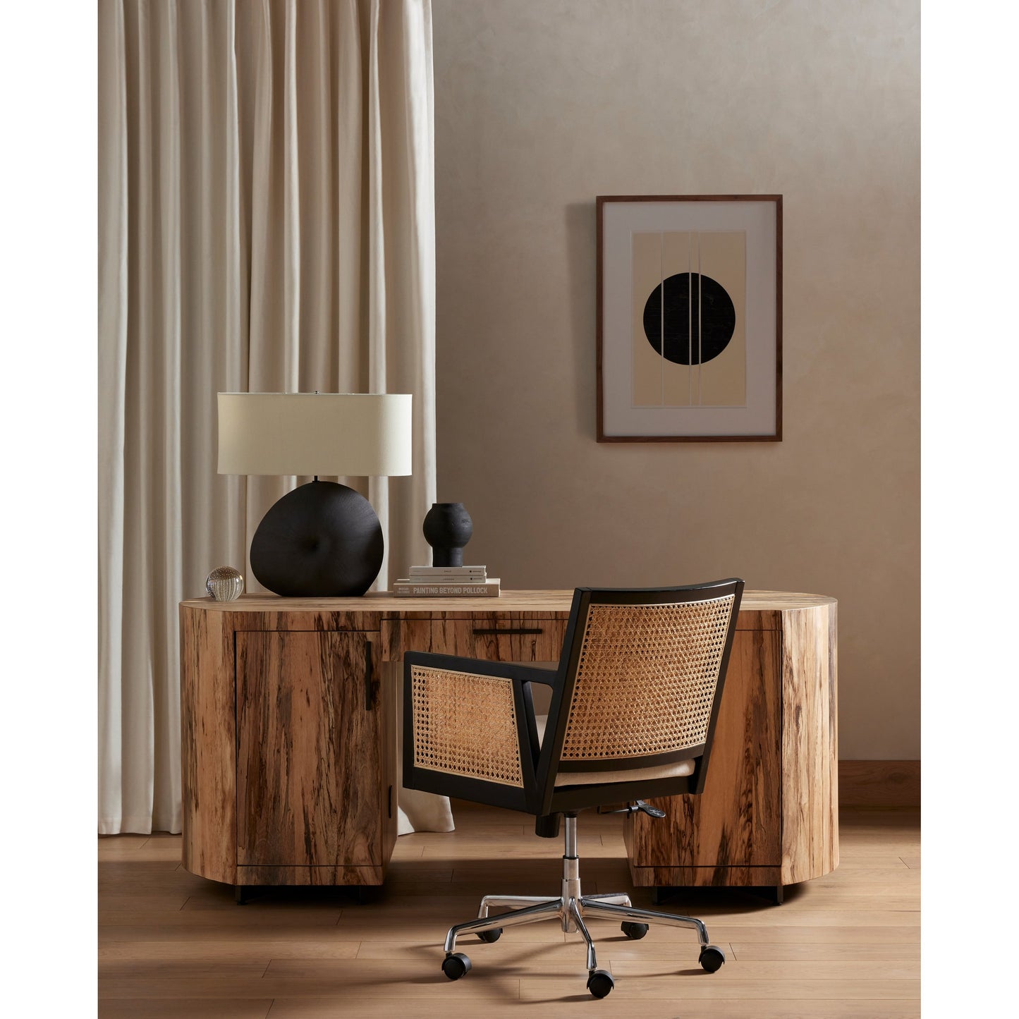 017 SI-1798160 | Lifestyle | Busaba Table Lamp by Four Hands. Made from ceramic, 65% polyester, 35% flax, linen, thermoplastic in a modern style.