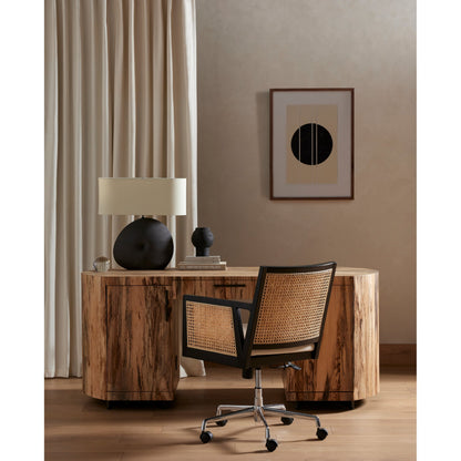Busaba Table Lamp by Four Hands. Made from ceramic, 65% polyester, 35% flax, linen, thermoplastic in a modern style.