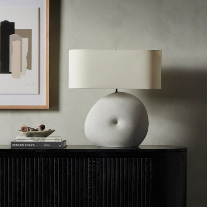 Busaba Table Lamp by Four Hands. Made from ceramic, 65% polyester, 35% flax, linen, thermoplastic in a modern style.