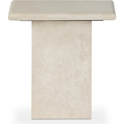 Arum End Table by Four Hands in cream marble. Made from solid marble in a transitional style.