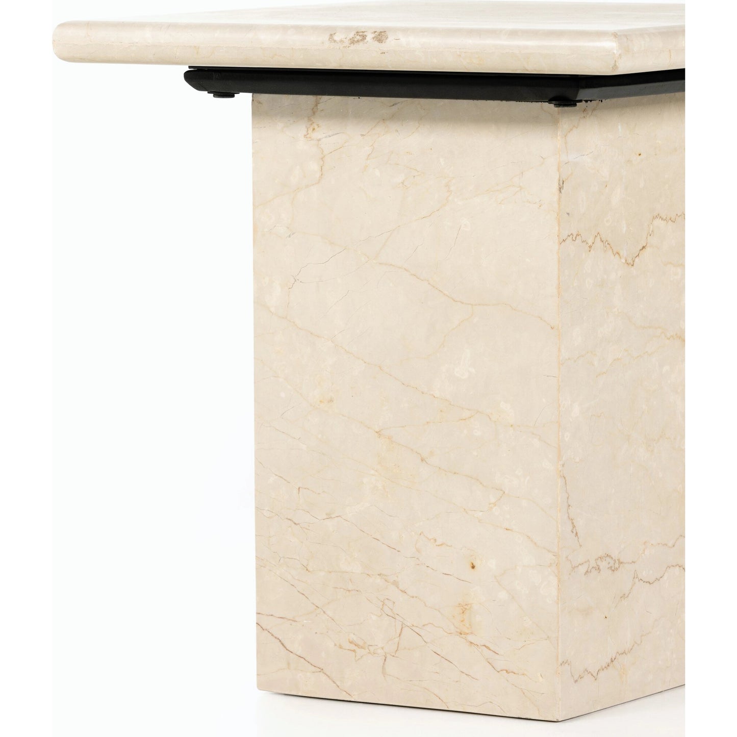 014 SI-1901916 | Closeup | Arum End Table by Four Hands in cream marble. Made from solid marble in a transitional style.
