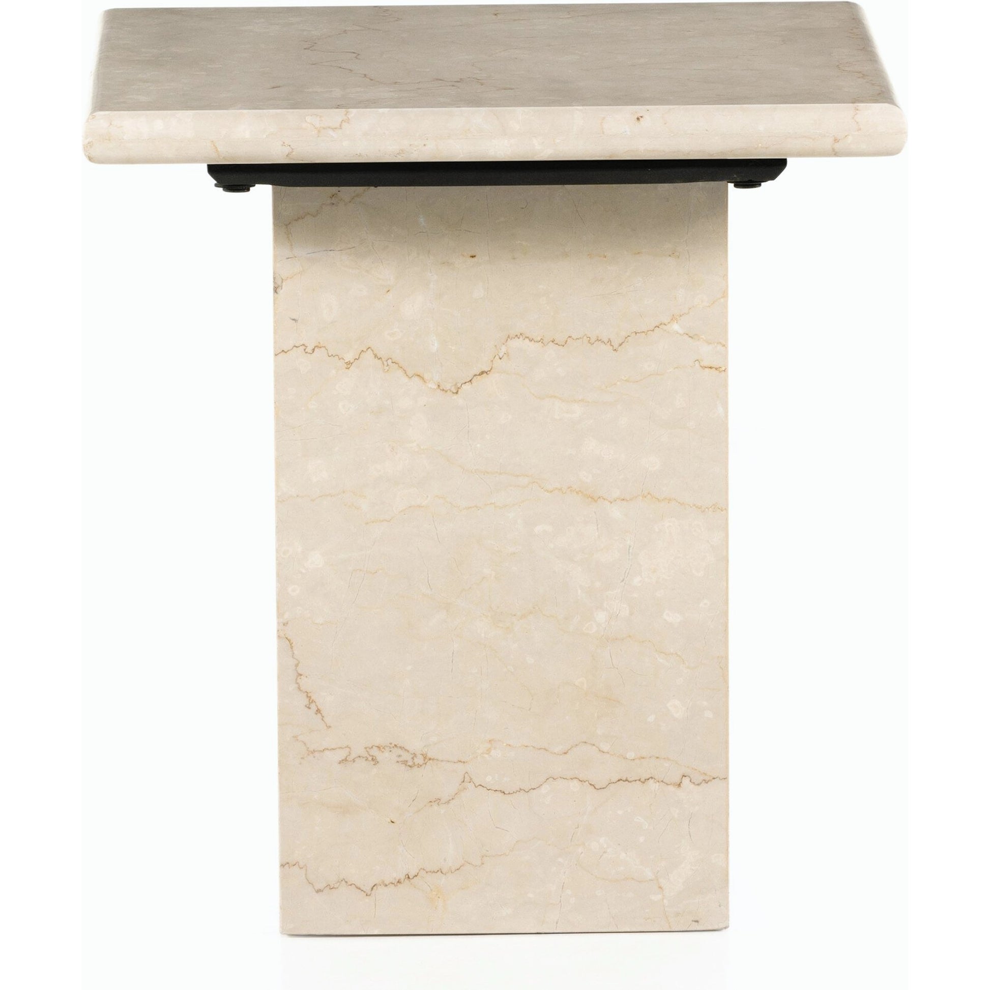 Arum End Table by Four Hands in cream marble. Made from solid marble in a transitional style.