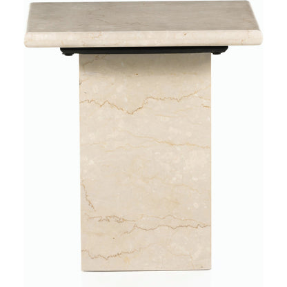 Arum End Table by Four Hands in cream marble. Made from solid marble in a transitional style.