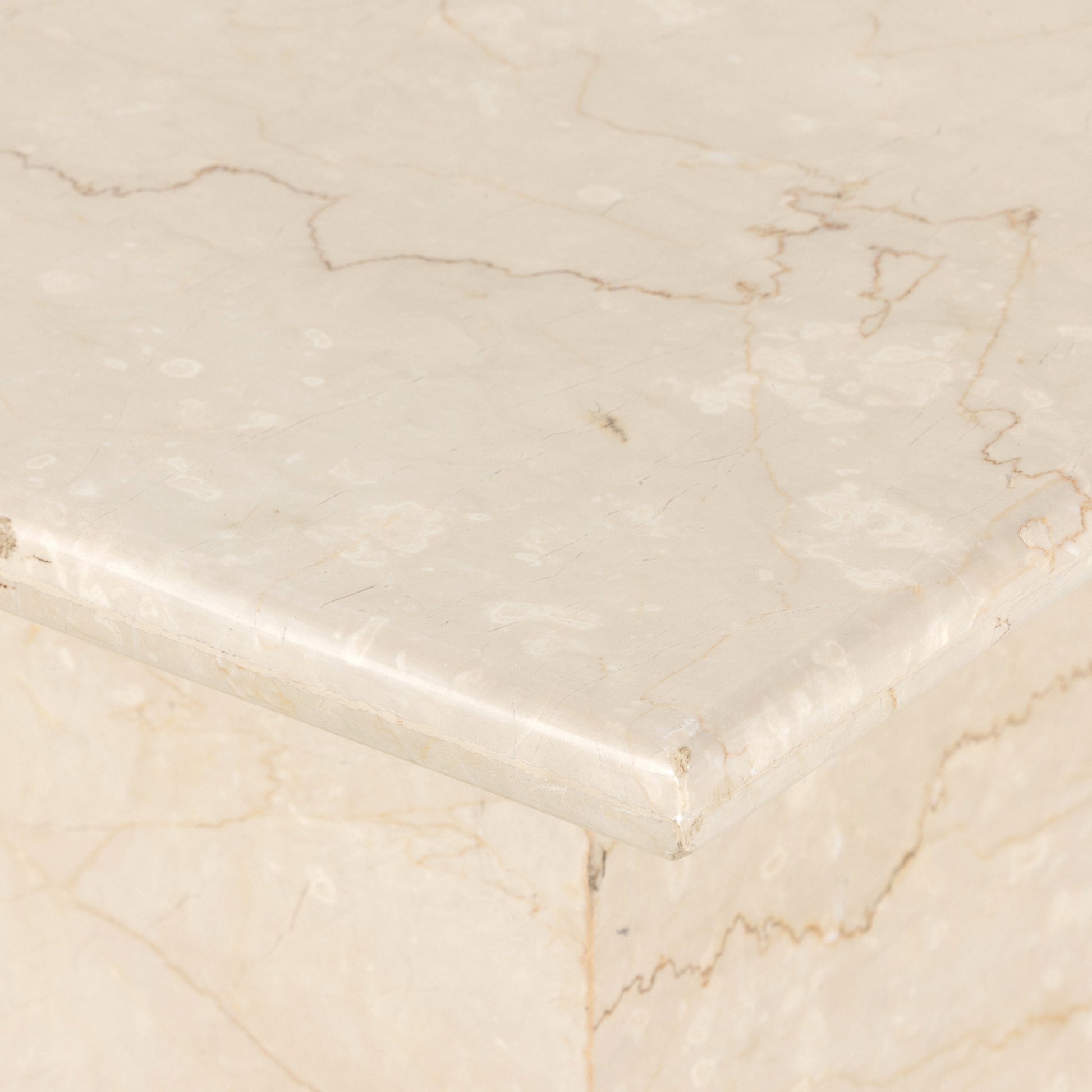 Arum End Table by Four Hands in cream marble. Made from solid marble in a transitional style.