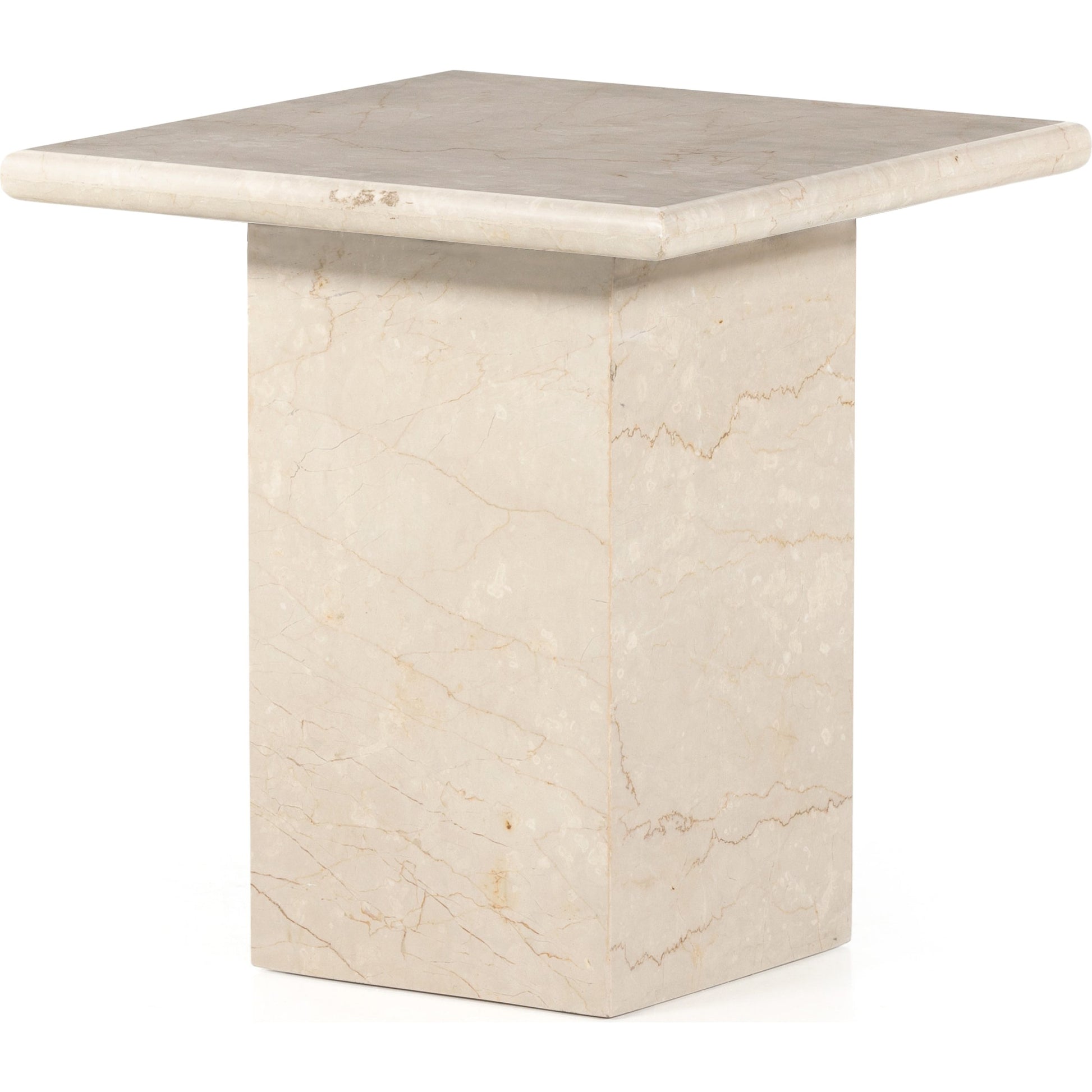 Arum End Table by Four Hands in cream marble. Made from solid marble in a transitional style.