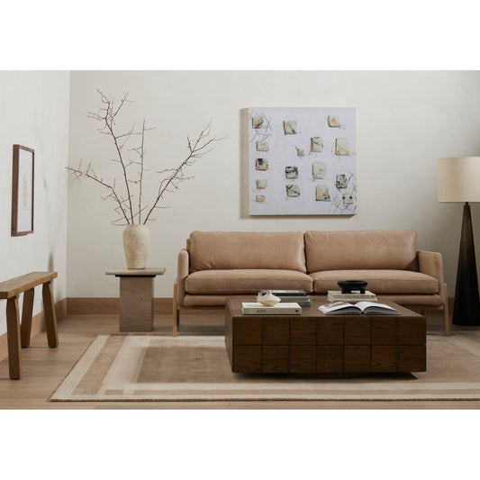 Arum End Table by Four Hands in cream marble. Made from solid marble in a transitional style.