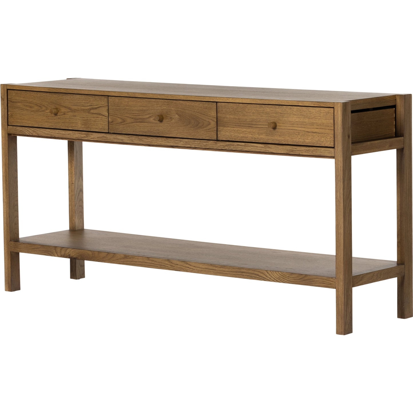 001 SI-1977551 | Primary Silo | Meadow Console Table by Four Hands in tawny oak. Made from oak veneer, solid oak in a modern style.