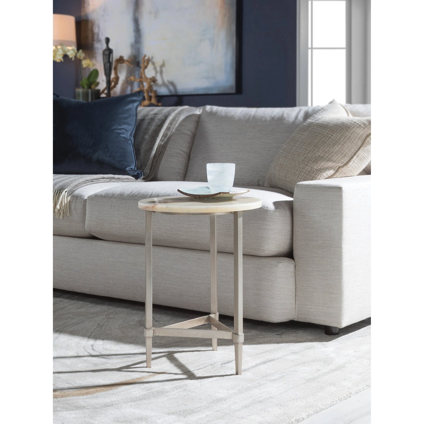 003 SI-1962888 | Lifestyle | Benton Round Spot Table by Artistica Home in champagne leaf. Made from unique in a modern style.