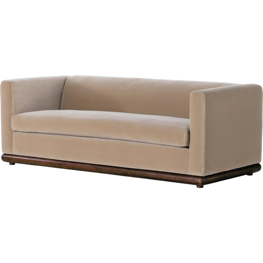 Elizabeth Sofa by Four Hands in surrey taupe and almond. Made from 76.8% cotton, 23.2% polyester, solid parawood in a modern style.