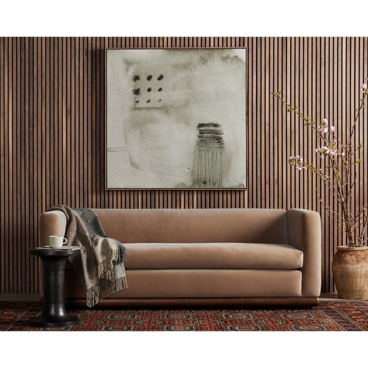 Elizabeth Sofa by Four Hands in surrey taupe and almond. Made from 76.8% cotton, 23.2% polyester, solid parawood in a modern style.